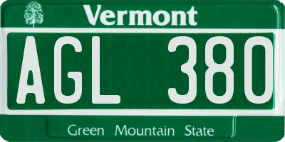 VT license plate AGL380