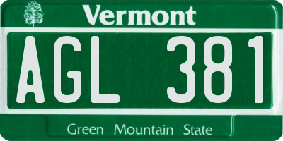 VT license plate AGL381