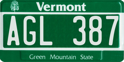 VT license plate AGL387