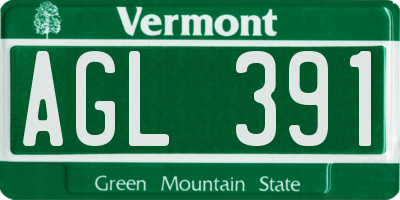 VT license plate AGL391