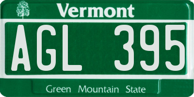 VT license plate AGL395