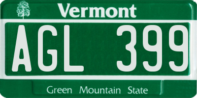 VT license plate AGL399