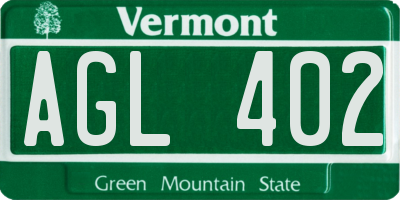 VT license plate AGL402