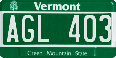 VT license plate AGL403