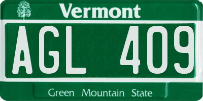 VT license plate AGL409