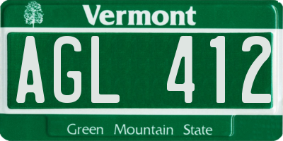 VT license plate AGL412
