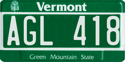 VT license plate AGL418