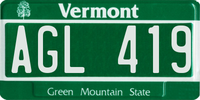 VT license plate AGL419