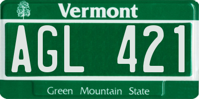 VT license plate AGL421
