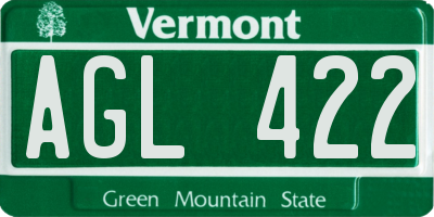 VT license plate AGL422