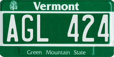 VT license plate AGL424