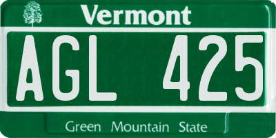 VT license plate AGL425