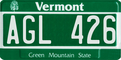 VT license plate AGL426