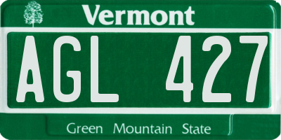 VT license plate AGL427