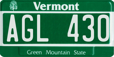 VT license plate AGL430
