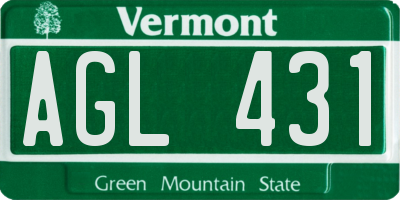 VT license plate AGL431