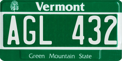 VT license plate AGL432