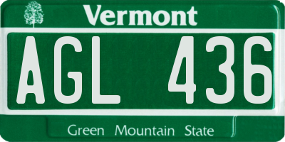 VT license plate AGL436