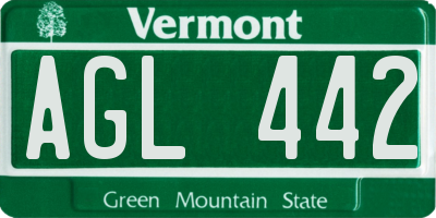 VT license plate AGL442