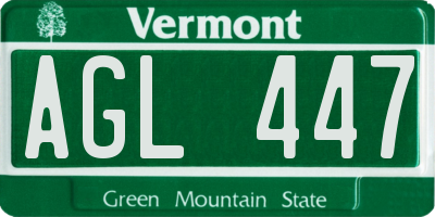 VT license plate AGL447