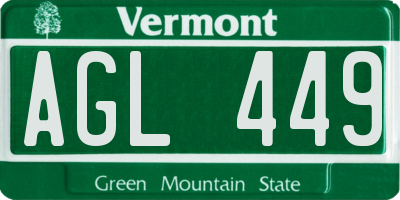 VT license plate AGL449