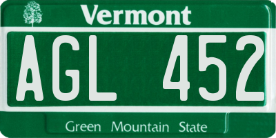 VT license plate AGL452