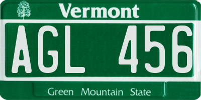 VT license plate AGL456
