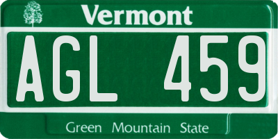 VT license plate AGL459