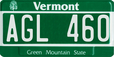 VT license plate AGL460