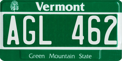 VT license plate AGL462