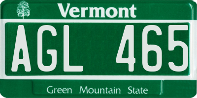 VT license plate AGL465