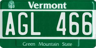 VT license plate AGL466