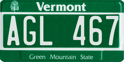 VT license plate AGL467