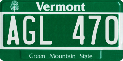 VT license plate AGL470