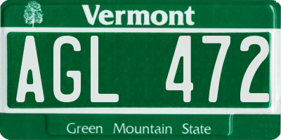 VT license plate AGL472