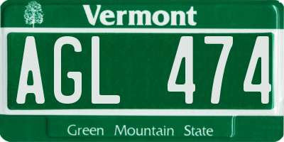 VT license plate AGL474