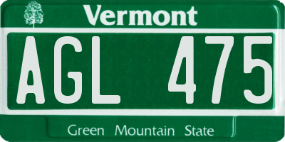 VT license plate AGL475