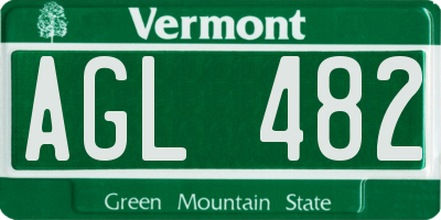 VT license plate AGL482