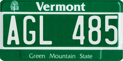 VT license plate AGL485