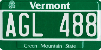 VT license plate AGL488