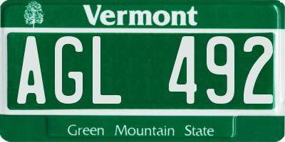 VT license plate AGL492