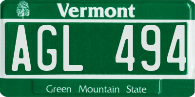 VT license plate AGL494