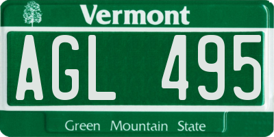 VT license plate AGL495