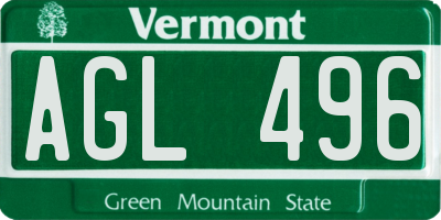 VT license plate AGL496