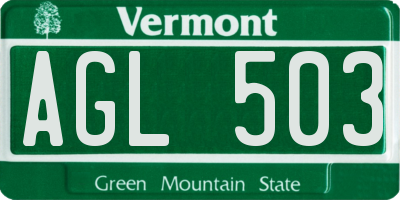 VT license plate AGL503