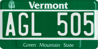 VT license plate AGL505