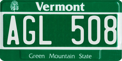 VT license plate AGL508