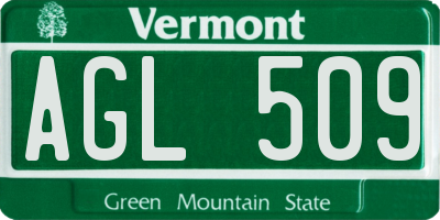 VT license plate AGL509