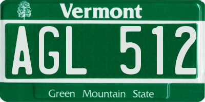 VT license plate AGL512