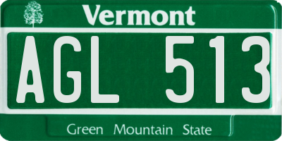 VT license plate AGL513